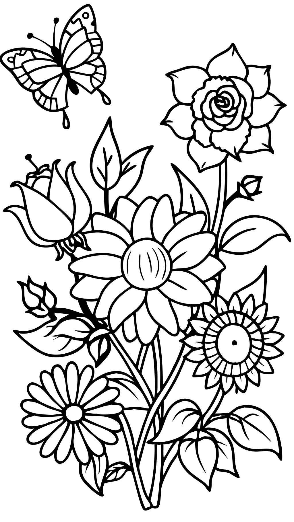 flowers coloring page free